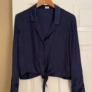 Satin Front Tie Blouse Aritzia